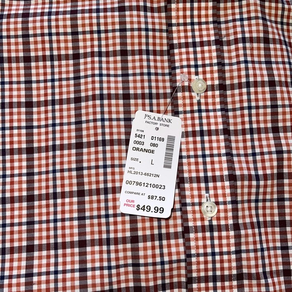 NWT: JoS A. Bank plaid button down shirt Sz. L - Picture 3 of 7